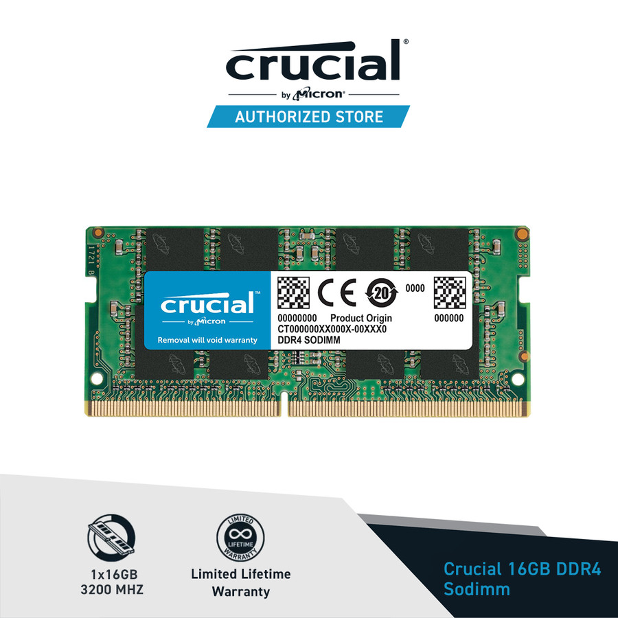 Crucial SODIMM 16GB DDR4 3200Mhz CL22 Memory Laptop RAM Notebook